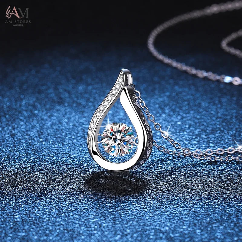 GRA 1ct Moissanite Pendant Necklace in 925 Silver - view 4