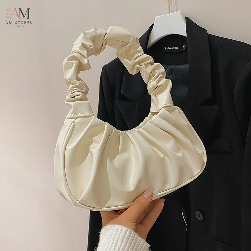 Women's Pleated PU Leather Cloud Shoulder Bag - view 2