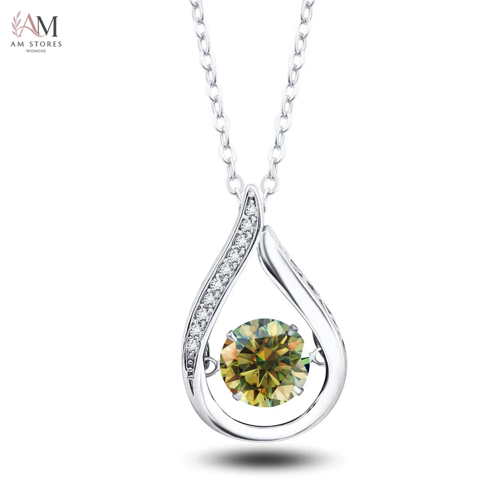 GRA 1ct Moissanite Pendant Necklace in 925 Silver - view 7