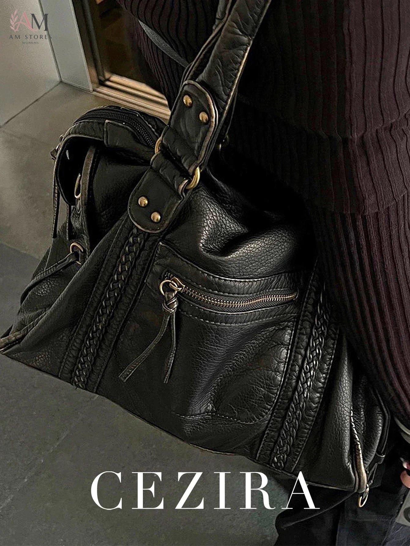 Unisex PU Leather Large-Capacity Crossbody Bag - view 1