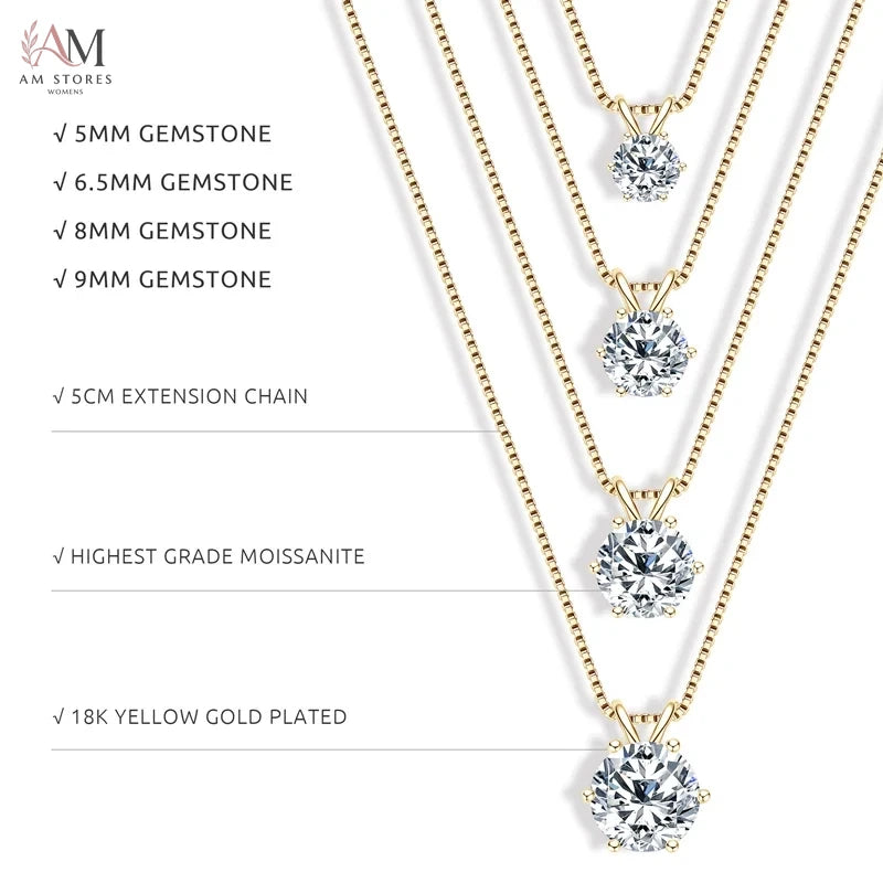 0.5–5ct Moissanite Pendant Necklace in 925 Silver - view 6