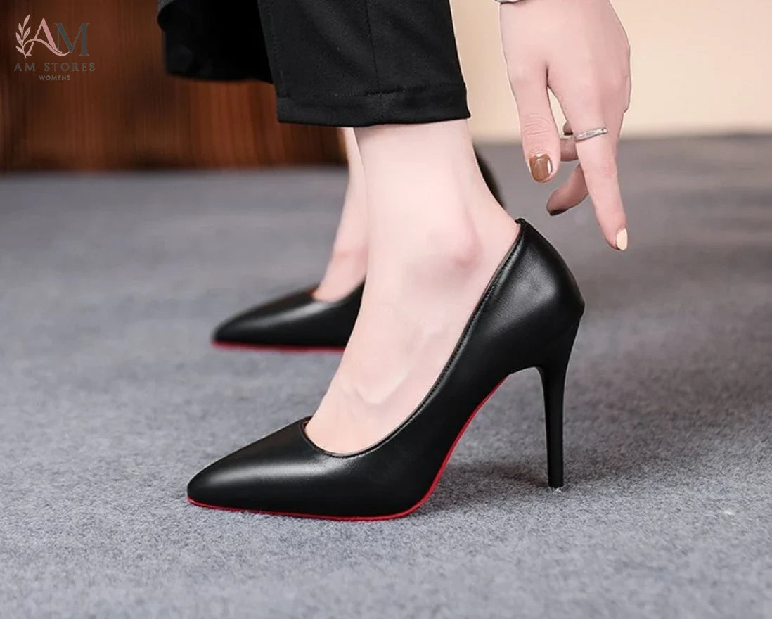 Women's Red-Bottom Leather High-Heel Pumps - view 5