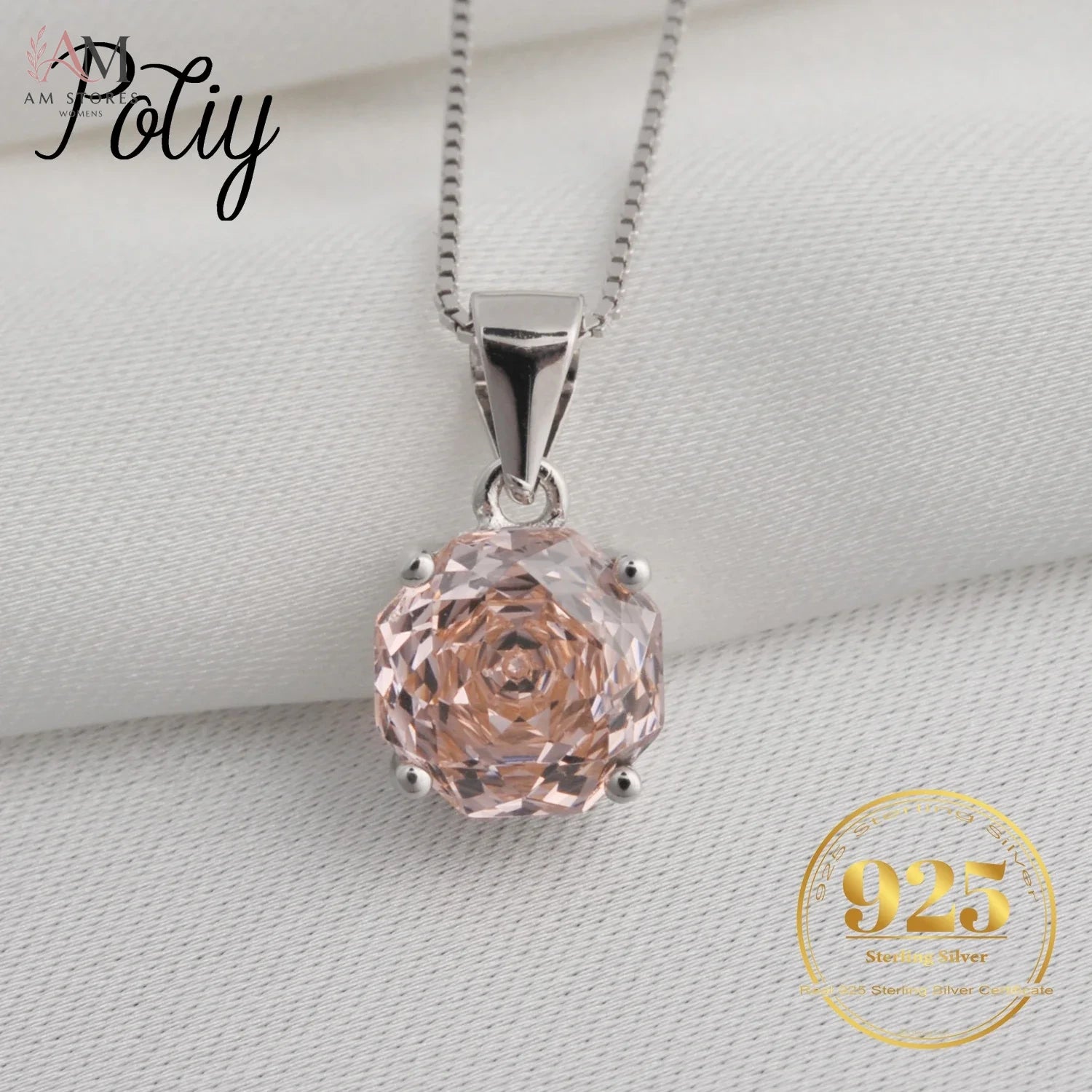Potiy 2ct Morganite Cubic Zirconia Pendant Necklace - view 1