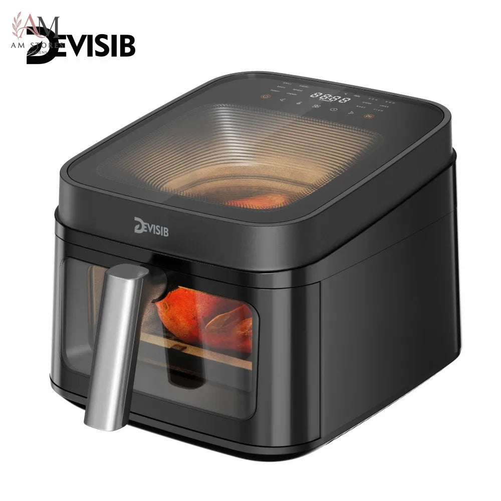 DEVISIB 12-in-1 Air Fryer with 2 Viewing Windows, 6.5L Family Capacity fits 4kg of Wings, Digital Controls, Dishwasher Safe