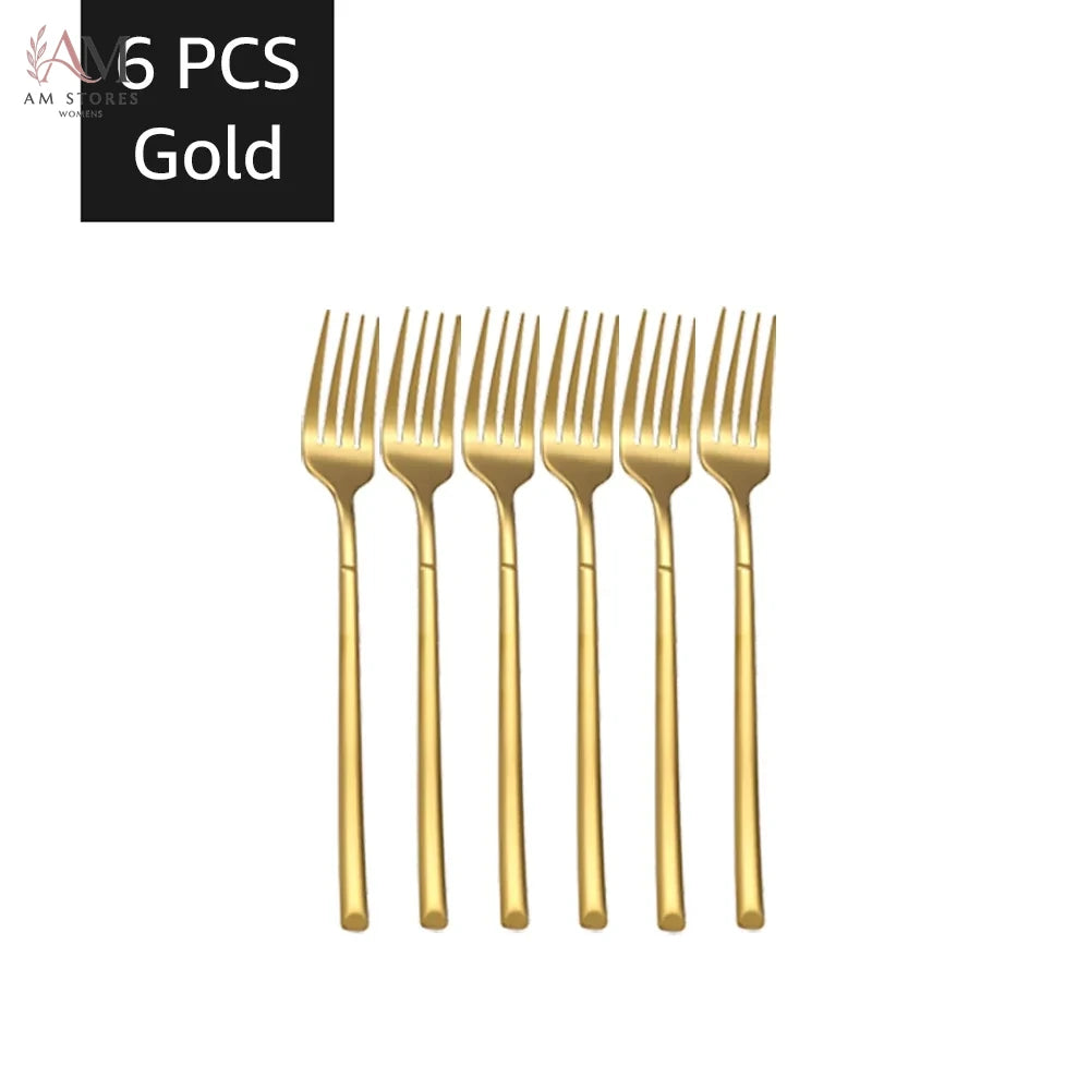 30-Piece Stainless Steel Gold Flatware Set - view 9