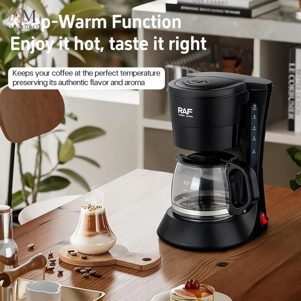 Drip Coffee Maker - Automatic Home Coffee Machine with Keep-Warm Function for American Coffee & Tea Brewing in Office