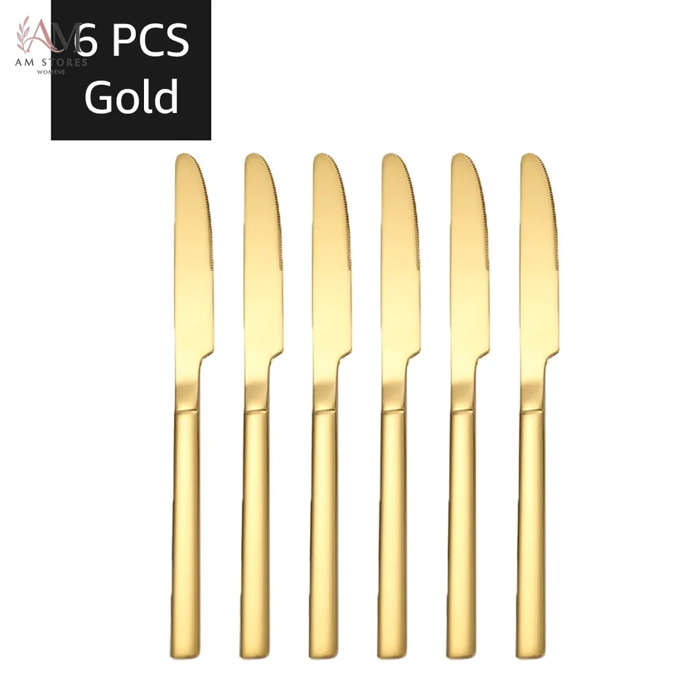 30-Piece Stainless Steel Gold Flatware Set - view 8