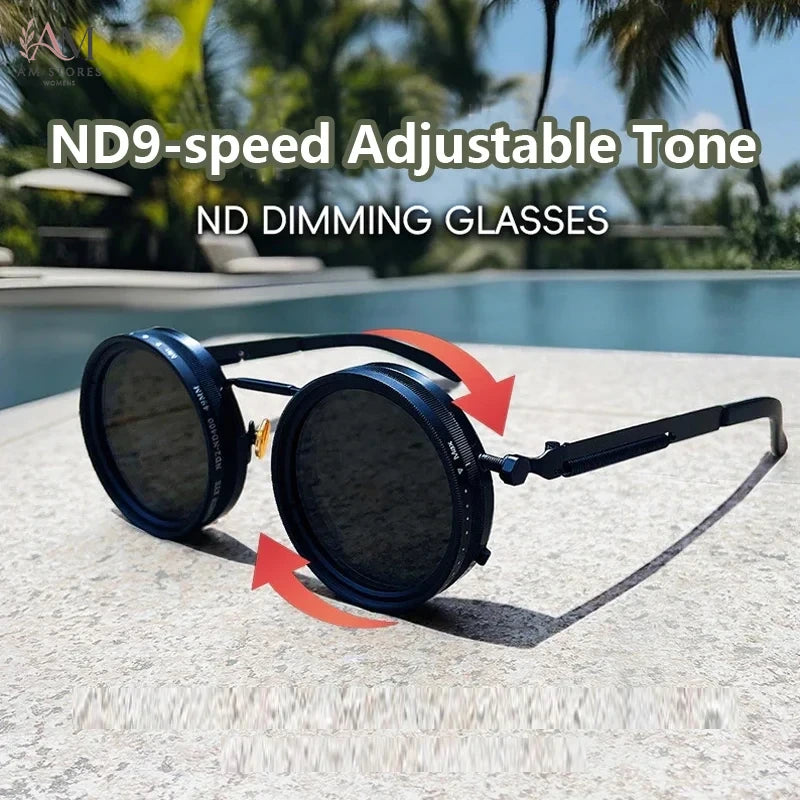 Unisex Vintage Round Polarized ND9 Eyeglasses UV400 - view 1