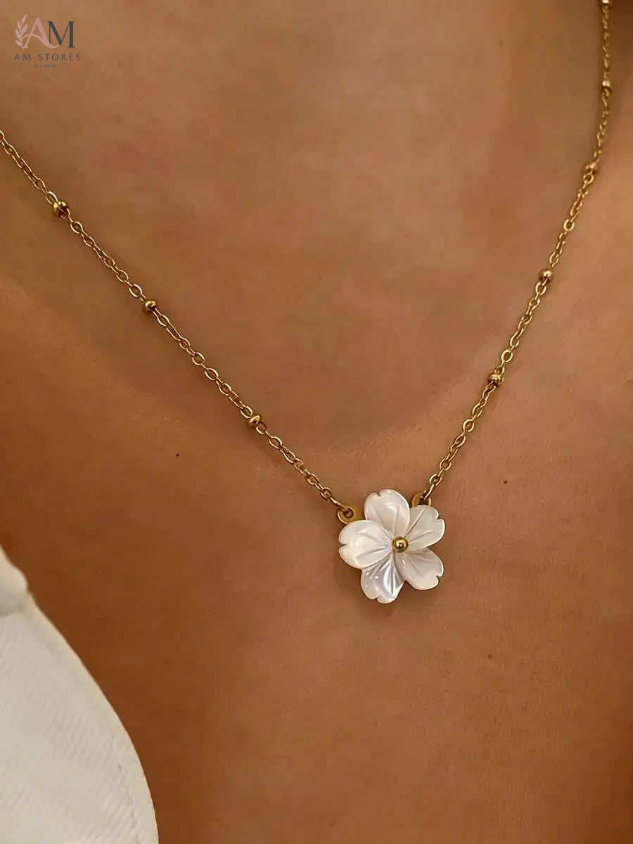 Bohemian Plumeria Flower Pendant Necklace - view 4