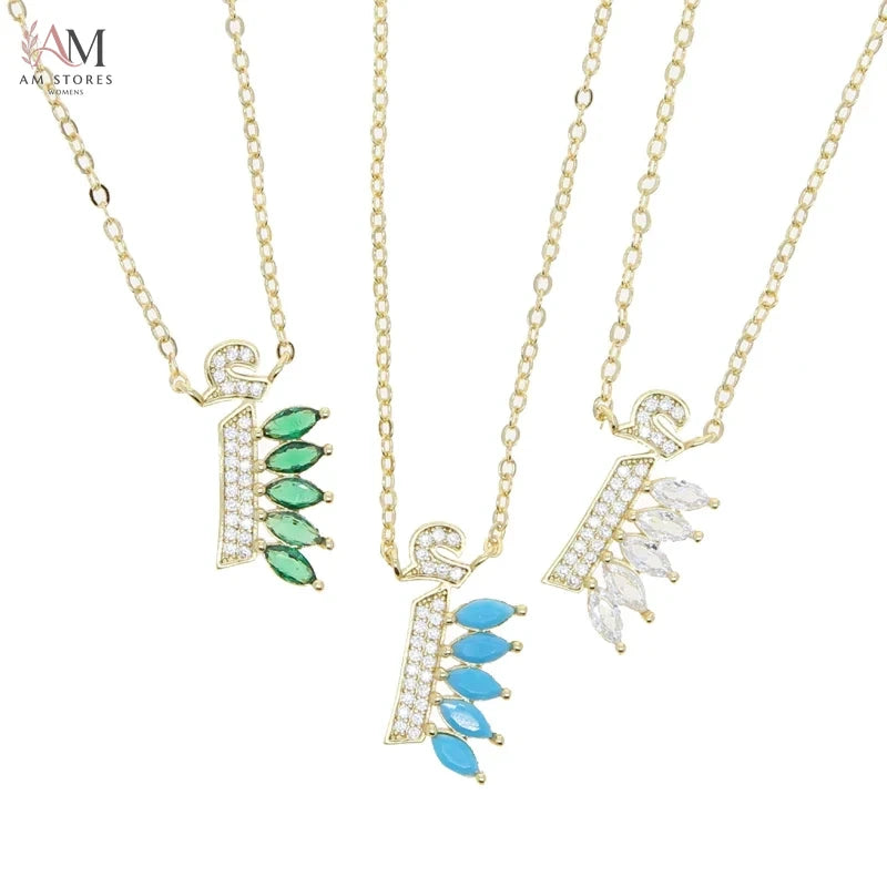 Gold-Plated Colorful Arabic Letter Pendant Necklace - view 15