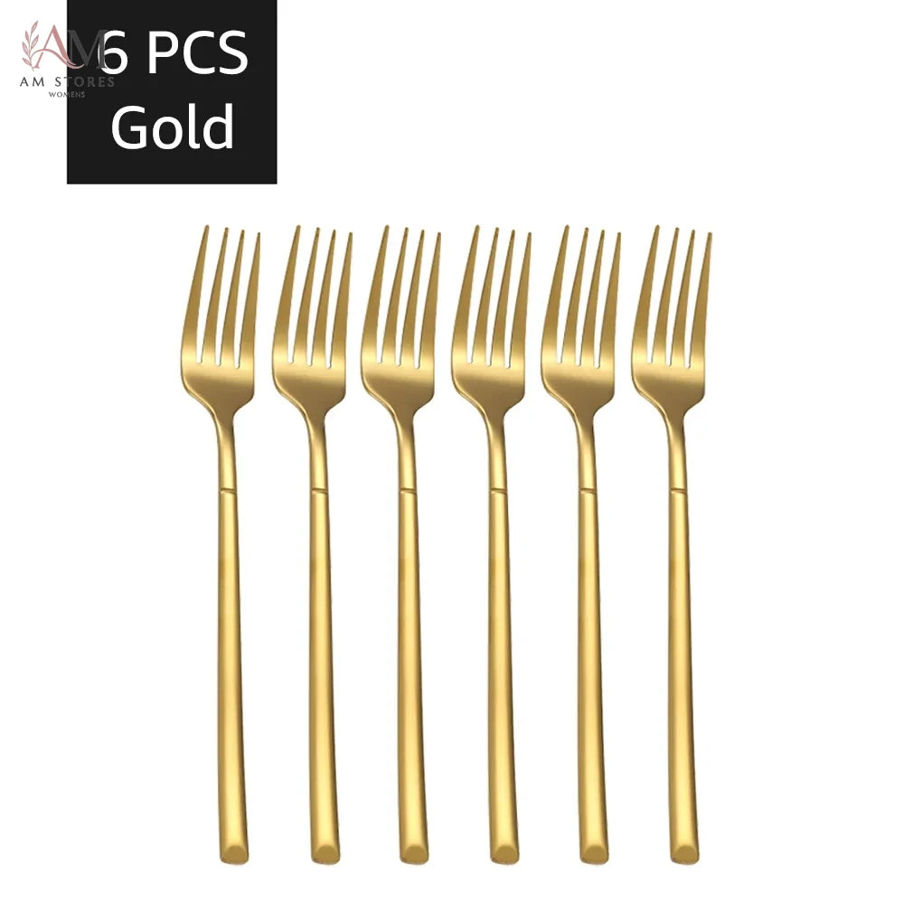 30-Piece Stainless Steel Gold Flatware Set - view 7