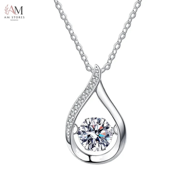 GRA 1ct Moissanite Pendant Necklace in 925 Silver - view 8