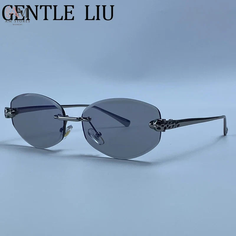 Women's Vintage Rimless Hexagon Y2K Sunglasses - view 7