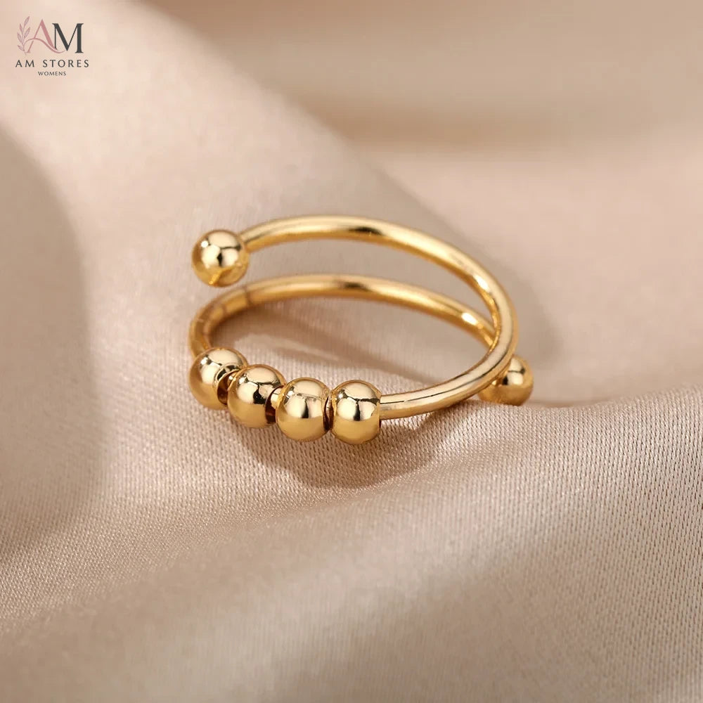 Anxiety Stainless Steel Adjustable Women's Ring - view 3
