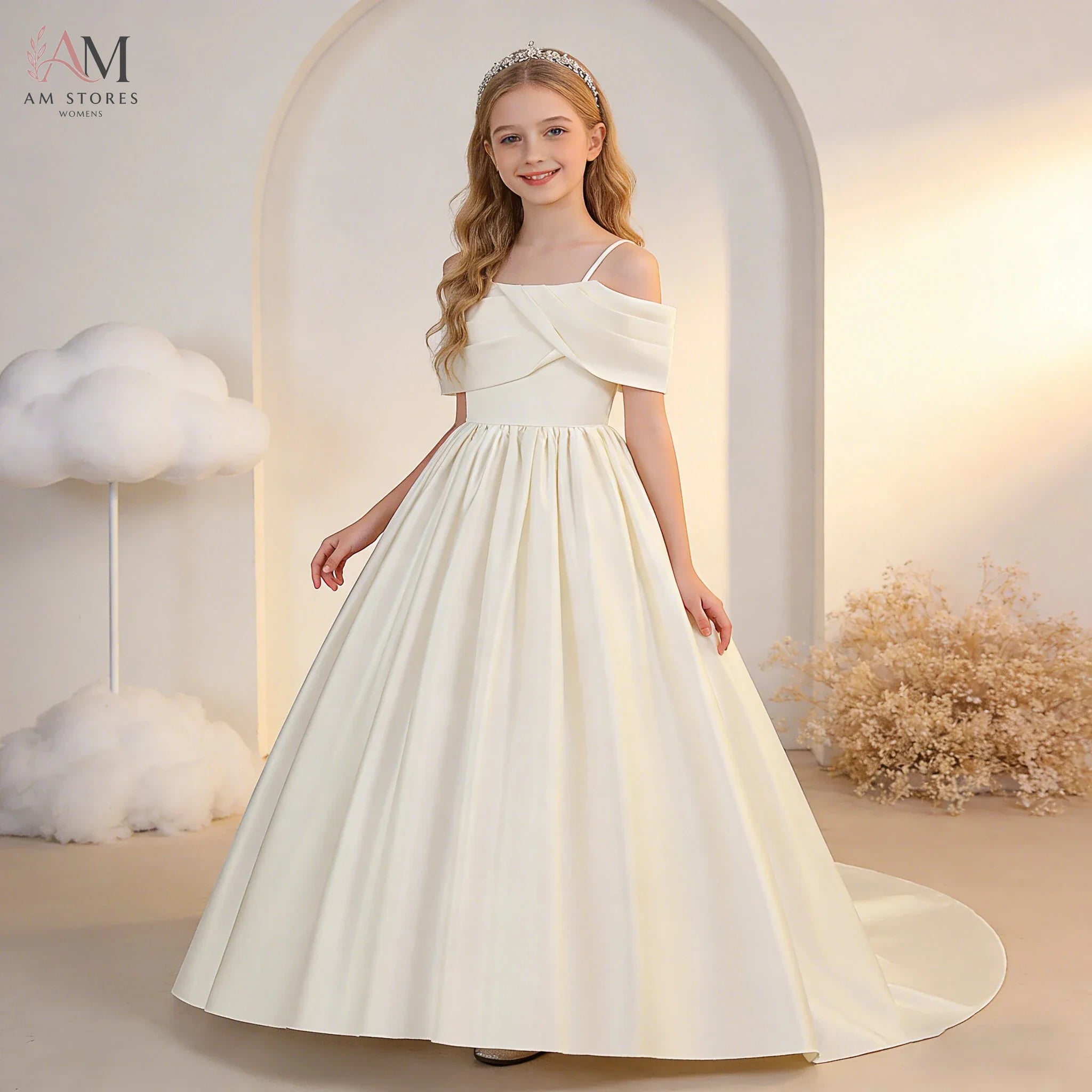 Elegant Fold Bridesmaids Party Girls Dress Formal Wedding Birthday Prom Gown Gala Girl Graduation Pageant Princess Evening Dress
