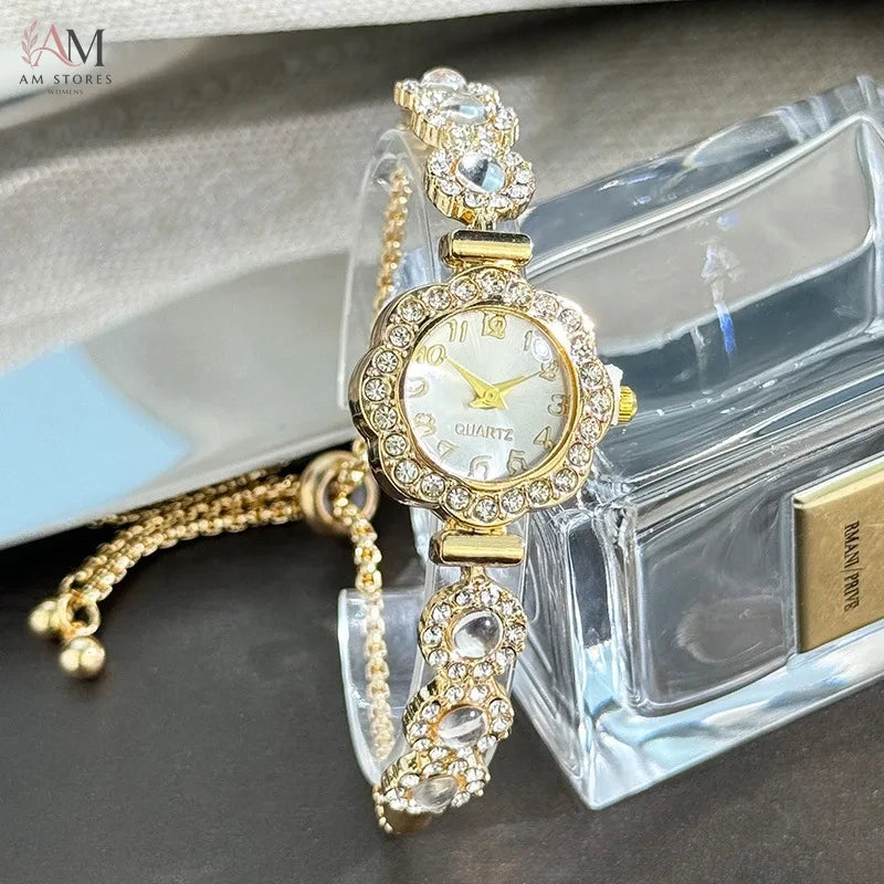 Elegant Rhinestone Women Watches Fashion Ladies Bracelet Strap Quartz Wristwatch Reloj Mujer Girls Clock Gift (Without Box)