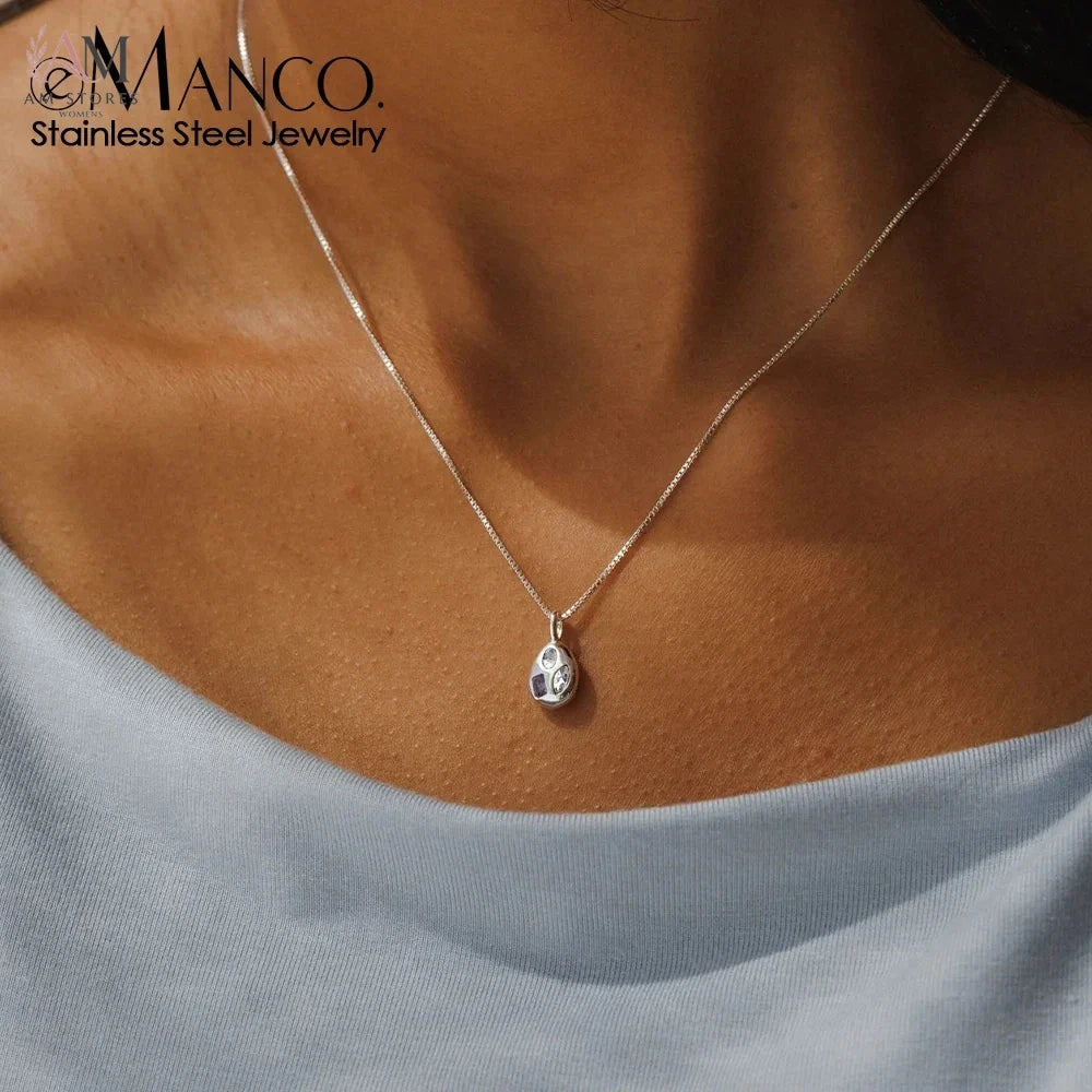 EManco Stainless Steel Cubic Zirconia Pendant Necklace - view 1