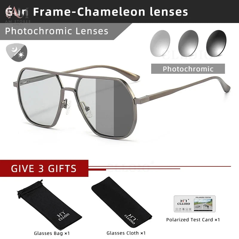 CLLOIO Unisex Square Polarized Photochromic Aluminum Sunglasses UV400 - view 10