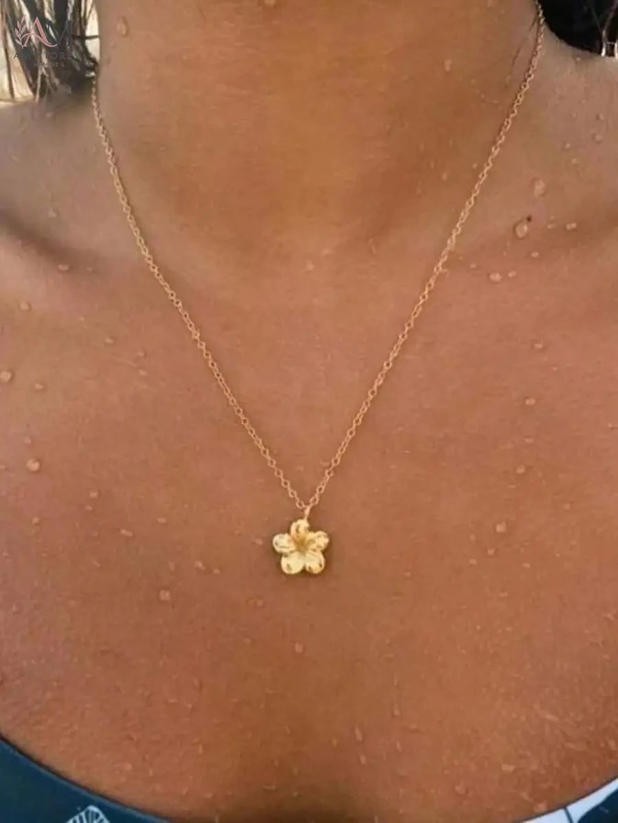Bohemian Plumeria Flower Pendant Necklace - view 3