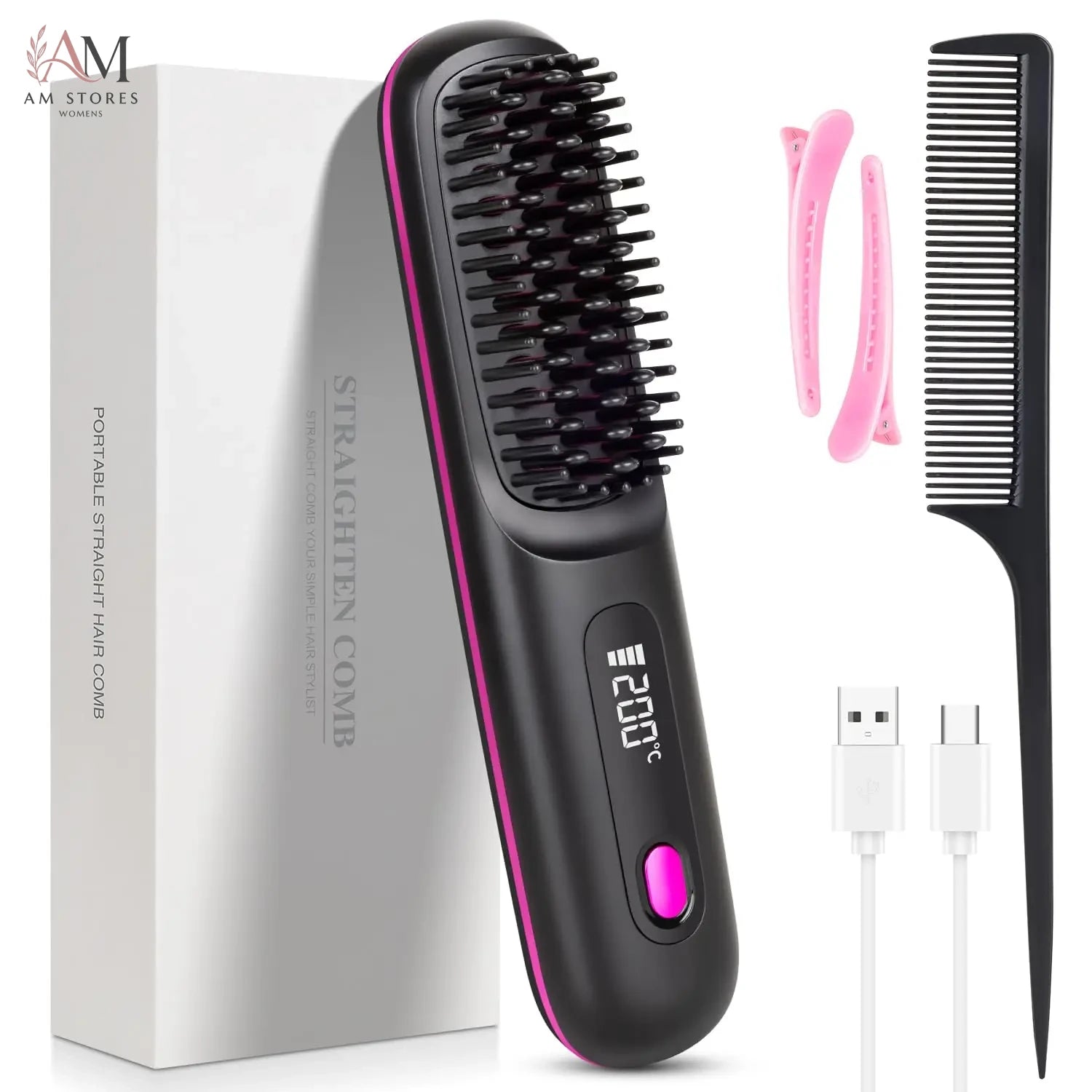 Portable Ceramic Hair Straightening Brush - view 8