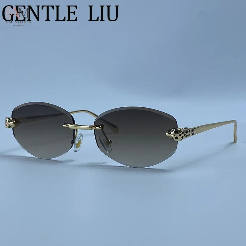 Women's Vintage Rimless Hexagon Y2K Sunglasses - view 12