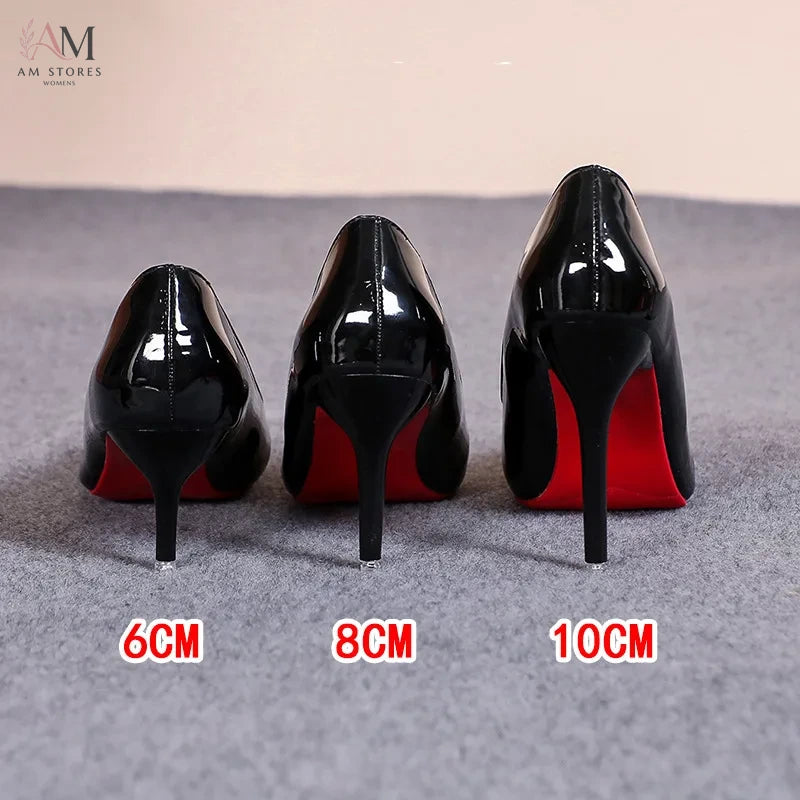 Women's Patent Leather Pointed-Toe Red-Sole Stiletto Pumps - view 1