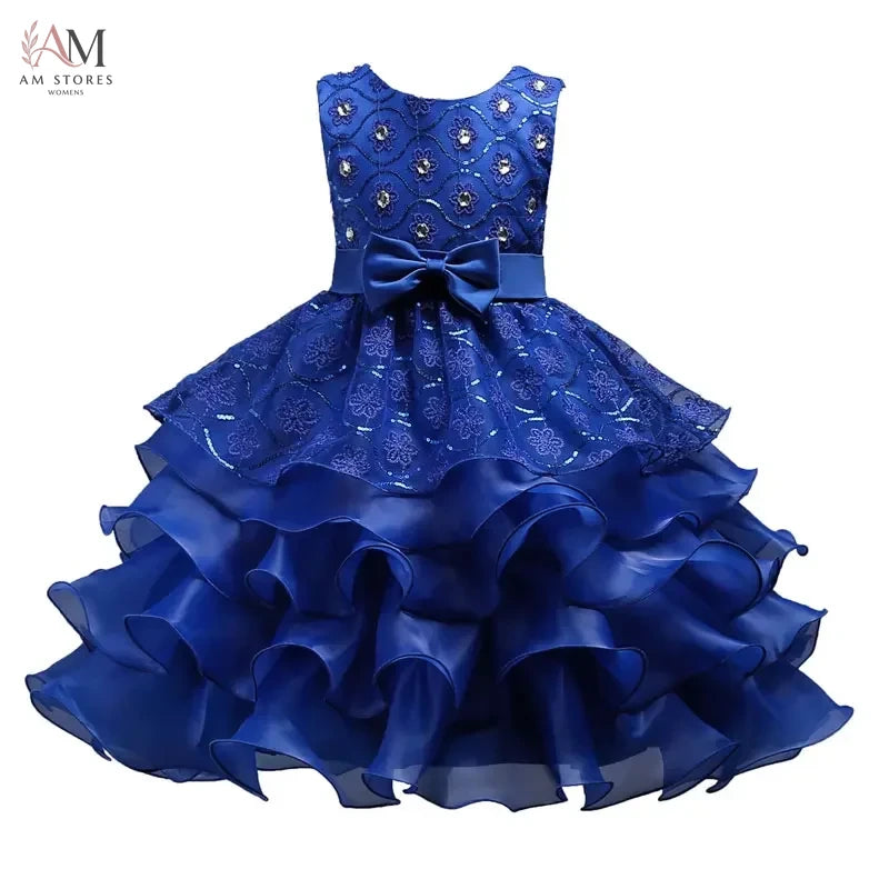 Fashion Bow Princess Dress for Girls Mesh Lace Sleeveless Girls Party Dresses Summer Kids Clothes Girls Dresses 3-15 Years