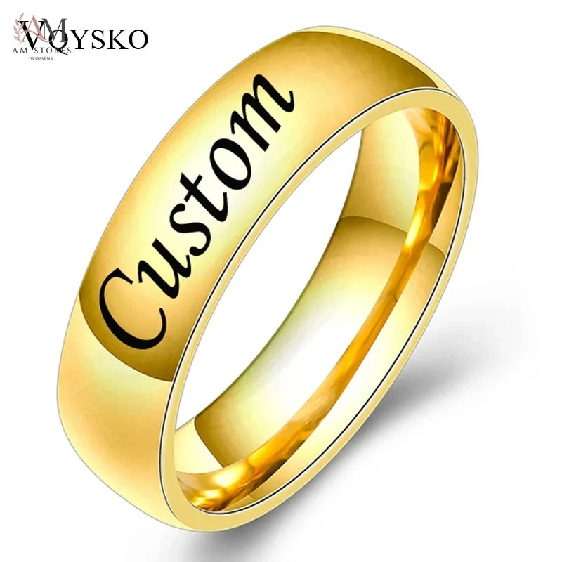 Fashion Jewelry High Polished Engrave Name Date Logo Ring Wholesale Stainless Steel Wedding Engagement Brand Rings For Men Women