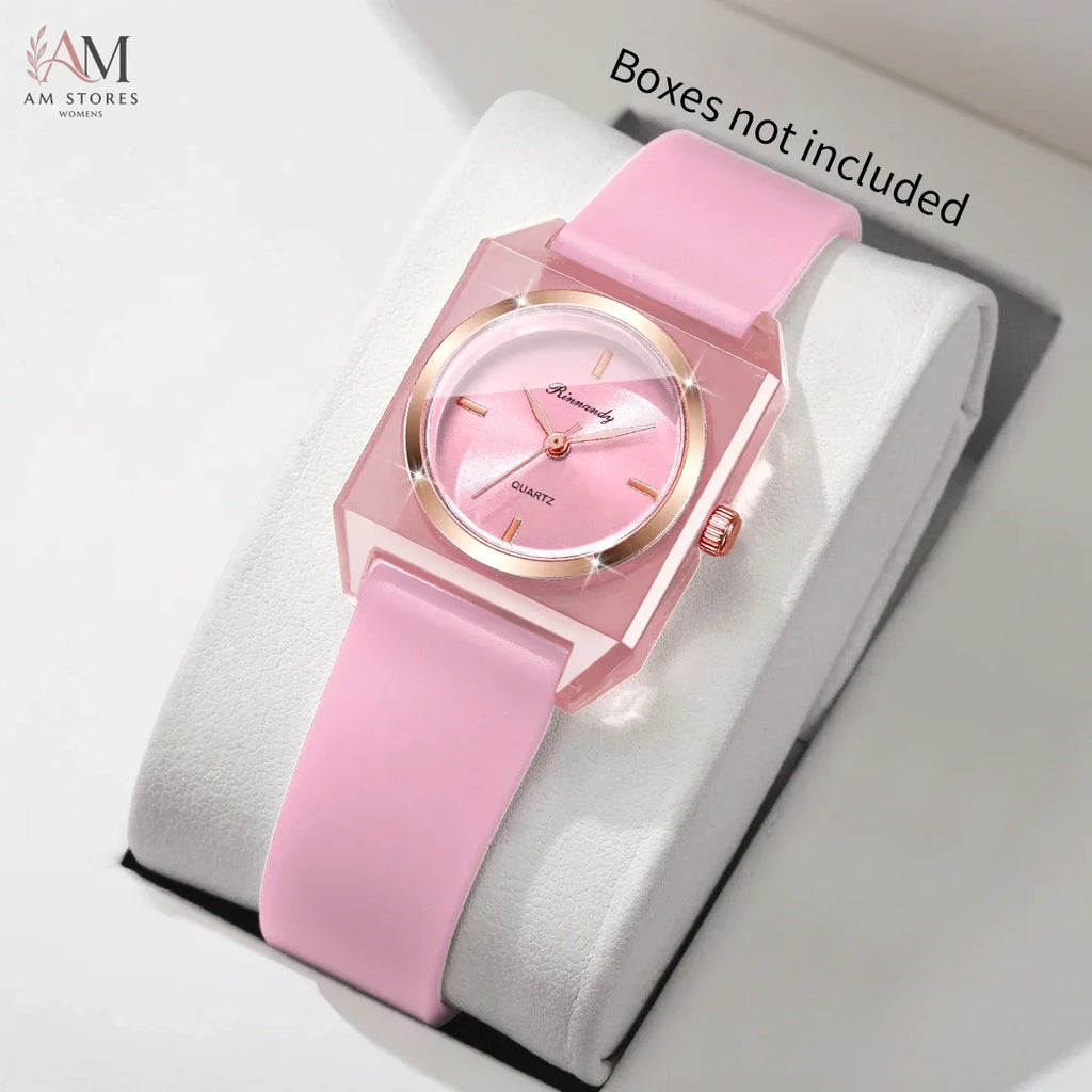 Fashion Rectangle Dial Women Watches Simple Silicone Band Ladies Quartz Watch Wristwatch Reloj Mujer Girls Clock (Without Box)
