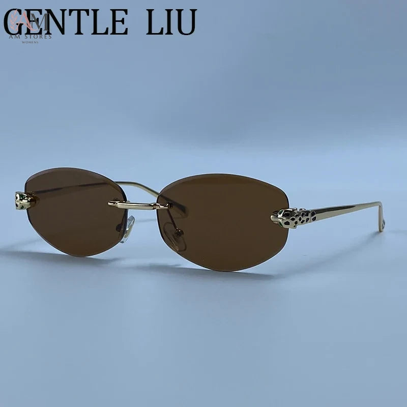 Women's Vintage Rimless Hexagon Y2K Sunglasses - view 10
