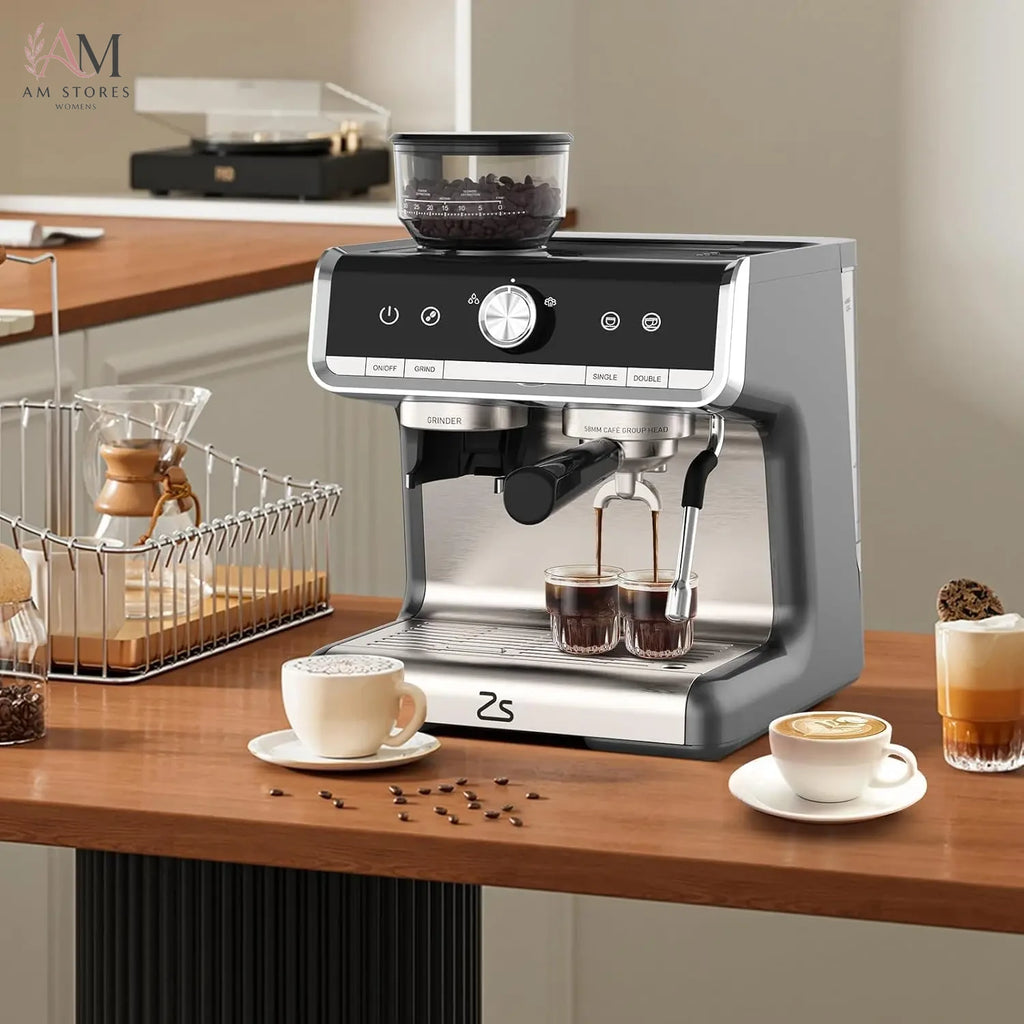 20-Bar 1450W Espresso Machine with Built-In Grinder - view 2