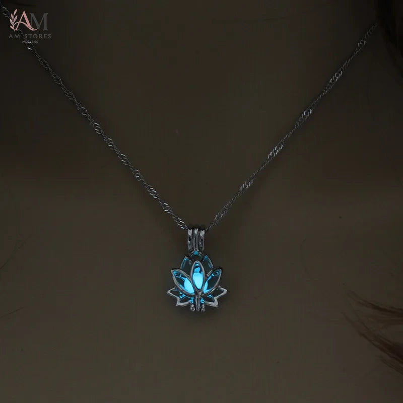 Luminous Moon Lotus Pendant Necklace - view 2