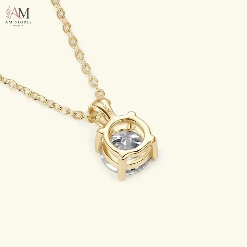 1ct Moissanite Solitaire Pendant Necklace in 925 Silver - view 3