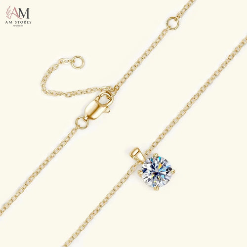 1ct Moissanite Solitaire Pendant Necklace in 925 Silver - view 2