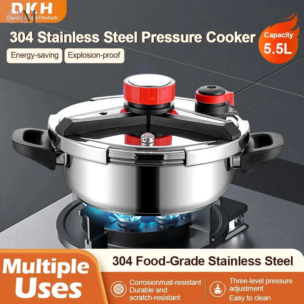 Fenghui 5.5L 304 Stainless Steel Pressure Cooker CE Certified Explosion-Proof Safe Fast-Cooking Cookware for Kitchen