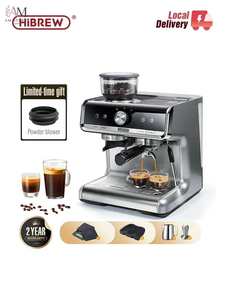 HiBREW  Barista Pro 20Bar Bean to Espresso,Cafetera  Commercial Level Coffee Machine with Full Kit for Cafe Hotel Restaurant H7