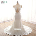 Luxurious Lace Appliques Beading Mermaid /Trumpet Wedding Dresses Chapel Train Custom Made Floor-Length V-Neck Spaghetti Straps