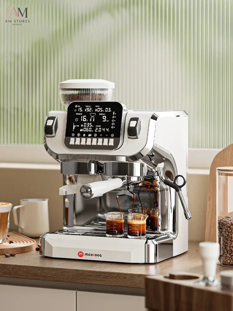 Mcilpoog TC520 Semi Automatic Coffee Machine with Grinder & Steamer, 6-Inch Large Display, Coffee Maker for  Home and Office.