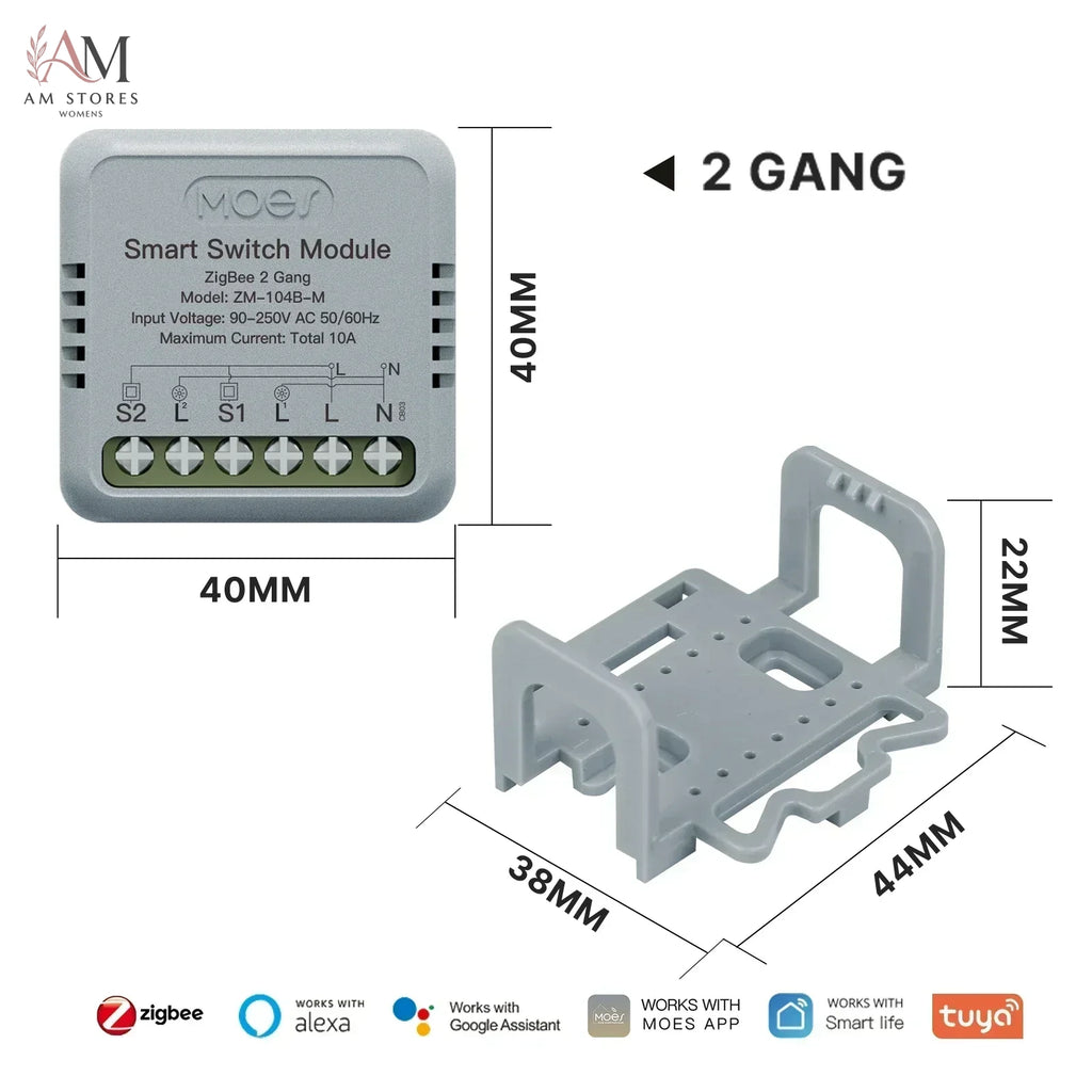 MOES Star Ring Series Mini Tuya WiFi/Zigbee Smart Switch DIY Module Light Switch 1/2 Gang Remote Control Work Alexa Google Home