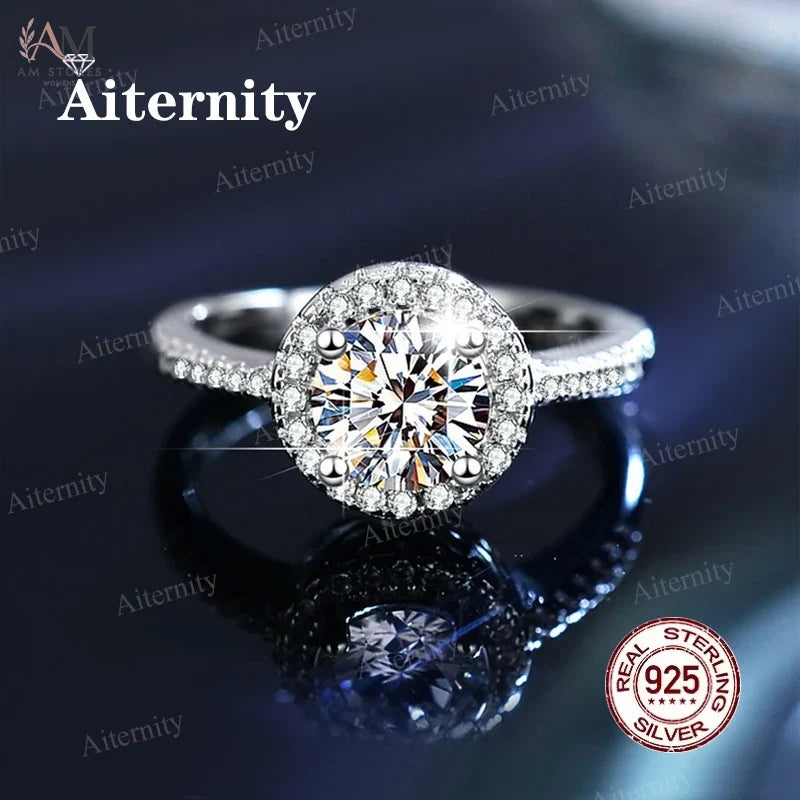 Moissanite And Zircon Ring D VVS1 Adjustable Size S925 Sliver Wedding Rings for Women Jewelry Party Fashion Top Quality Ring