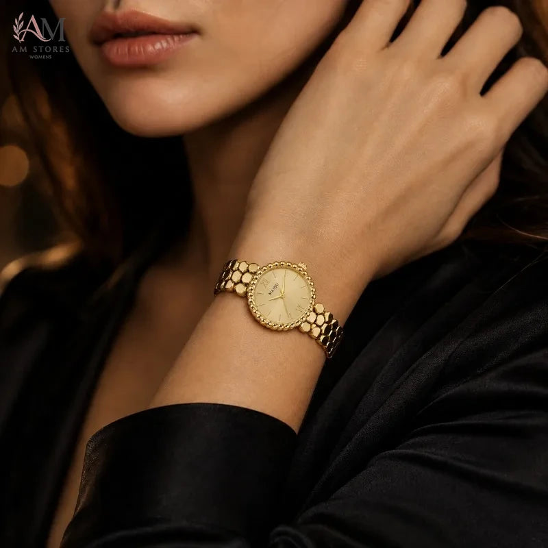 NAIDU Women's Quartz Watch Creative Honeycomb Bracelet Elegant High-Fashion Ladies Watch Fashion Dress Clock Gifts reloj mujer