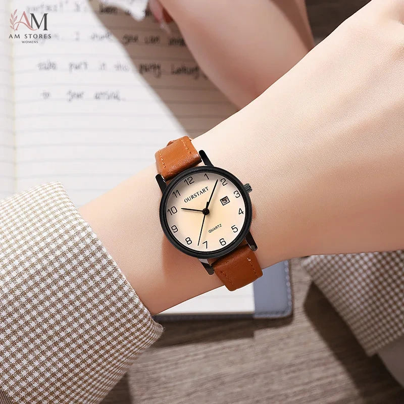 New Fashion Watch Student Women's Digital Calendar Quartz Watch Belt Women's Watch Women's Watch