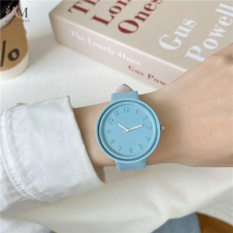 New Women's Quartz Watch Advanced Macaron Lollipop Temperament Simple Retro Sen Ladies Student Digital Watches Clock