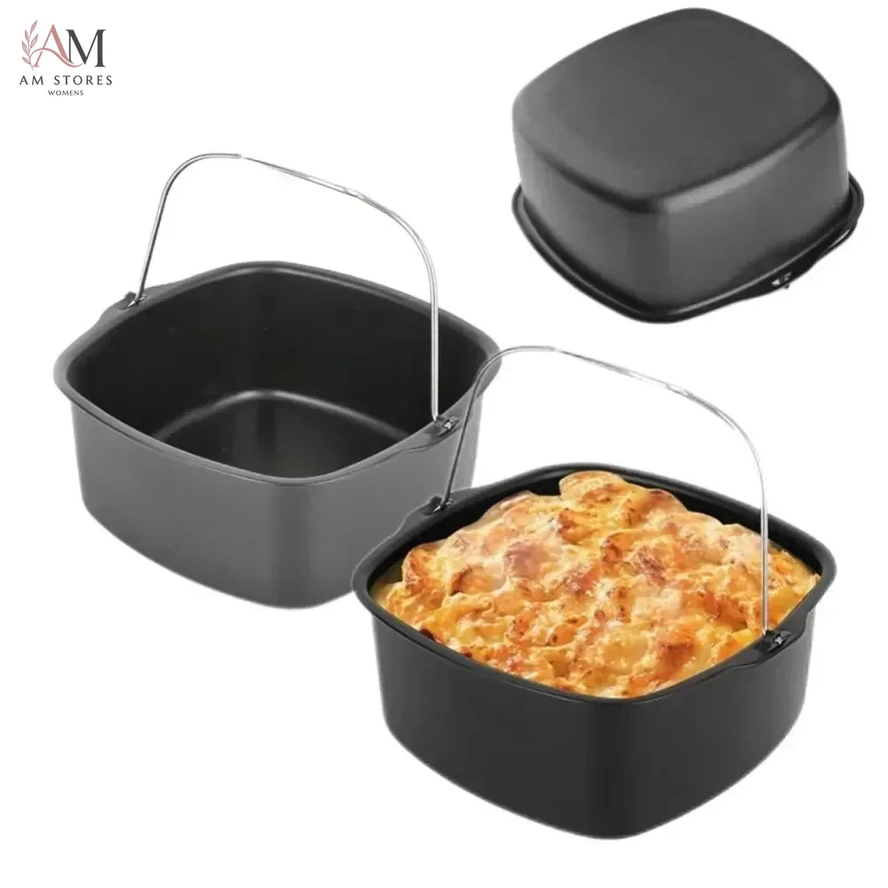 Non-Stick Air Fryer Baking Tray & Basket, Oven-Safe Cake Pan for Philips, Multi-Use Kitchen Tool for Chips, Pizza & Desserts