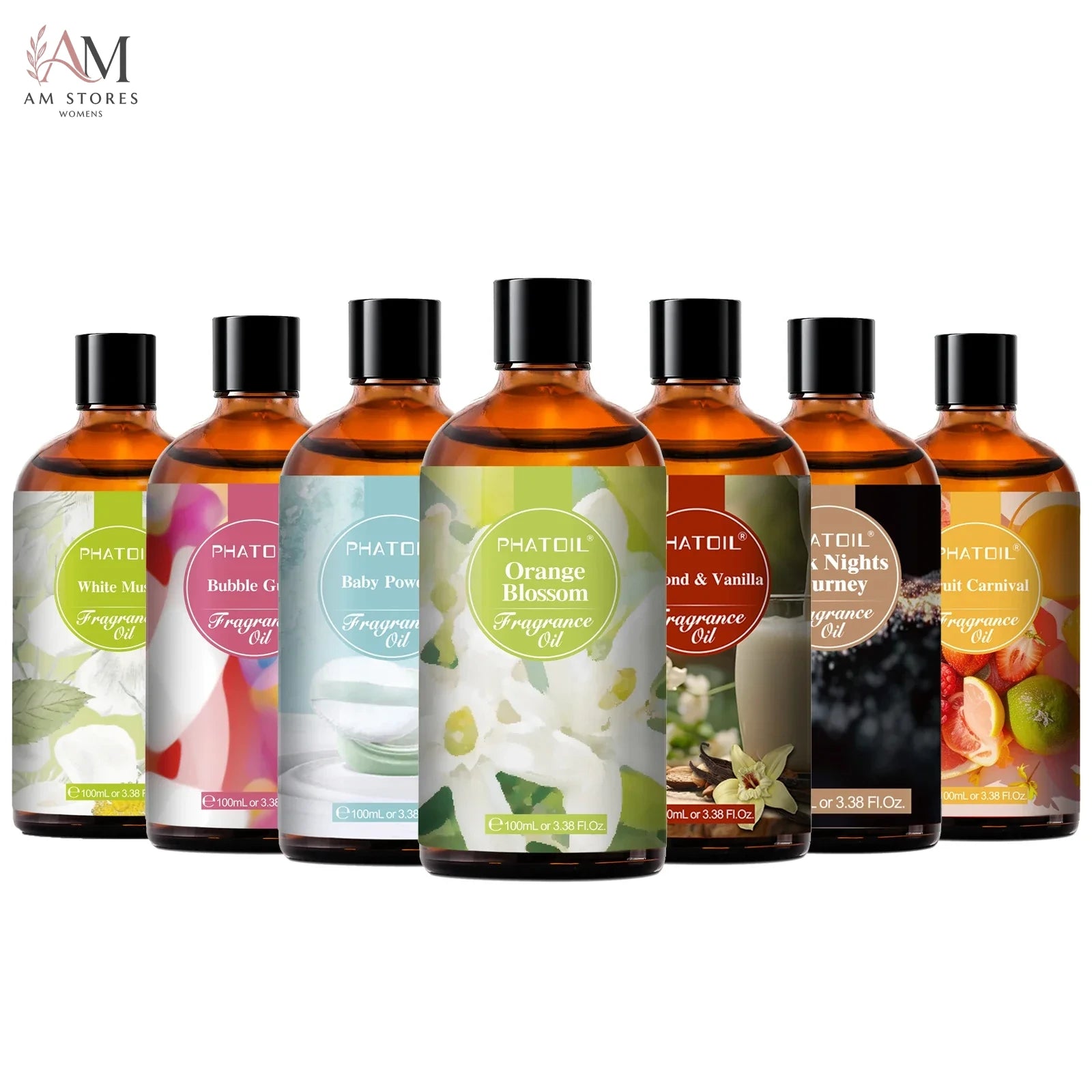 PHATOIL 100ml Fragrance Oil with Dropper White Musk Orange Blossom Bubble Gum Baby Powder Coffee Essential Oil For  Aromatherapy