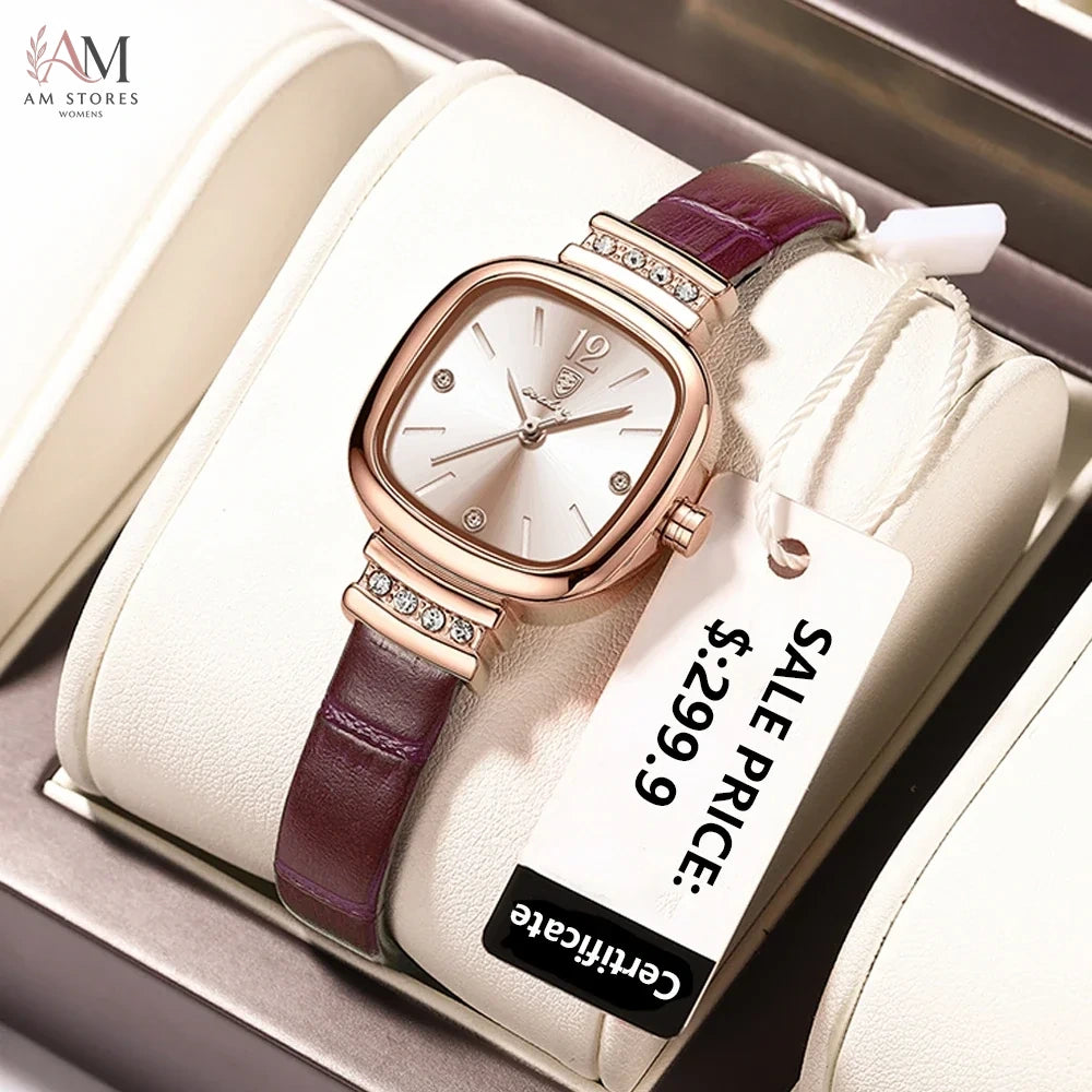POEDAGAR Fashion Square Diamond Watches For Women High Quality Waterproof Leather Quartz Watch Luxury Elegant Ladies Wristwatch