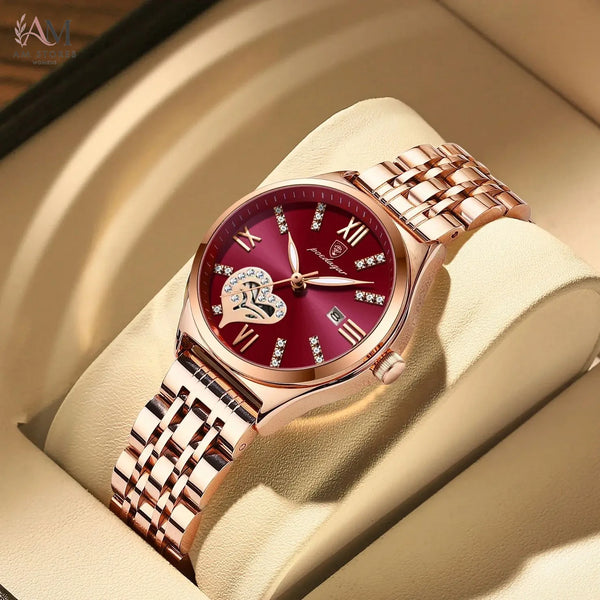 POEDAGAR Luxury Watches For Women Waterproof Luminous Date Stainless Steel Woman Watch Elegant Fashion Quartz Ladies Wristwatch