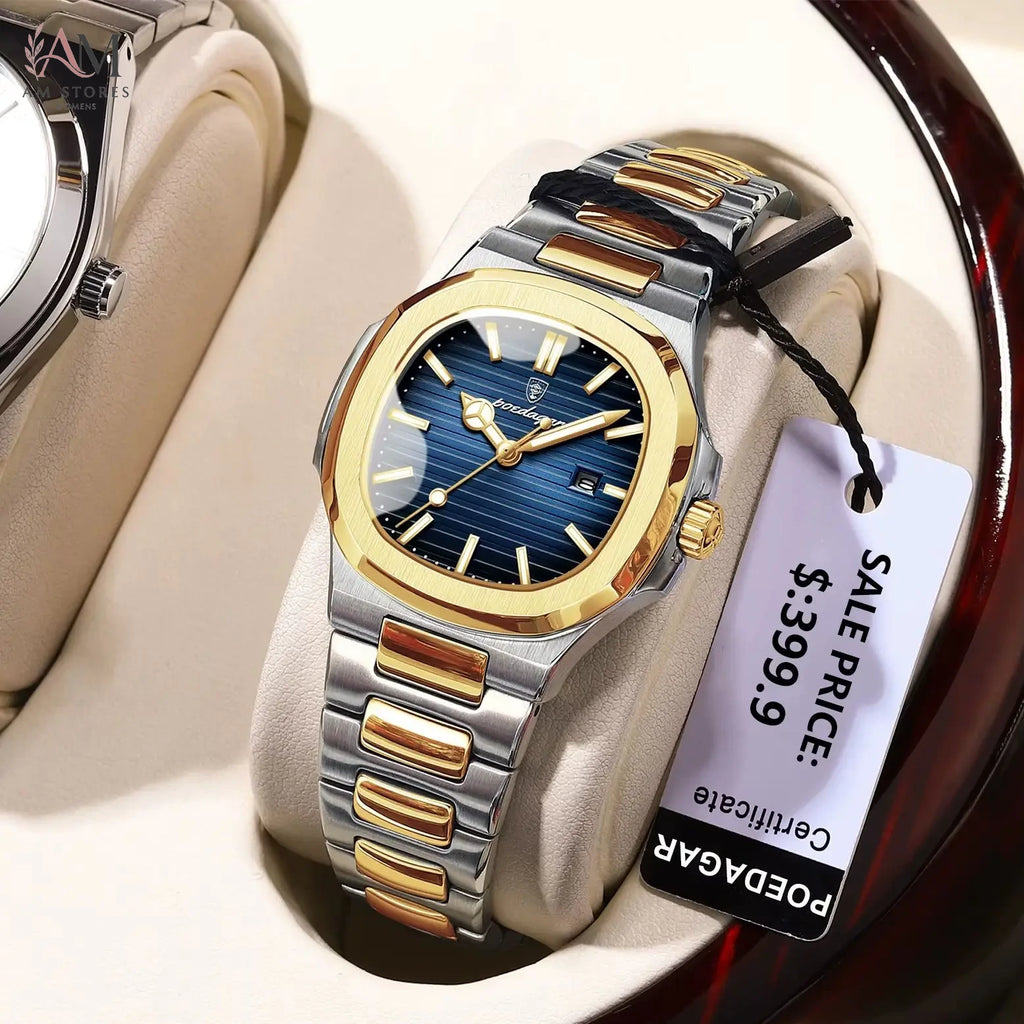 POEDAGAR Square Luxury Watch For Woman Waterproof Luminous Date Ladies Wristwatch Stainless Steel Fashion Quartz Women's Watches