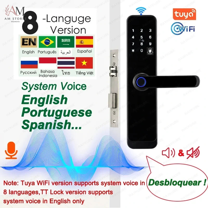 RAYKUBE K8 Smart Door Lock TTlock Bluetooth / Tuya Wifi Fingerprint Password 13.56MHZ IC Card Keyless Smartlife Home