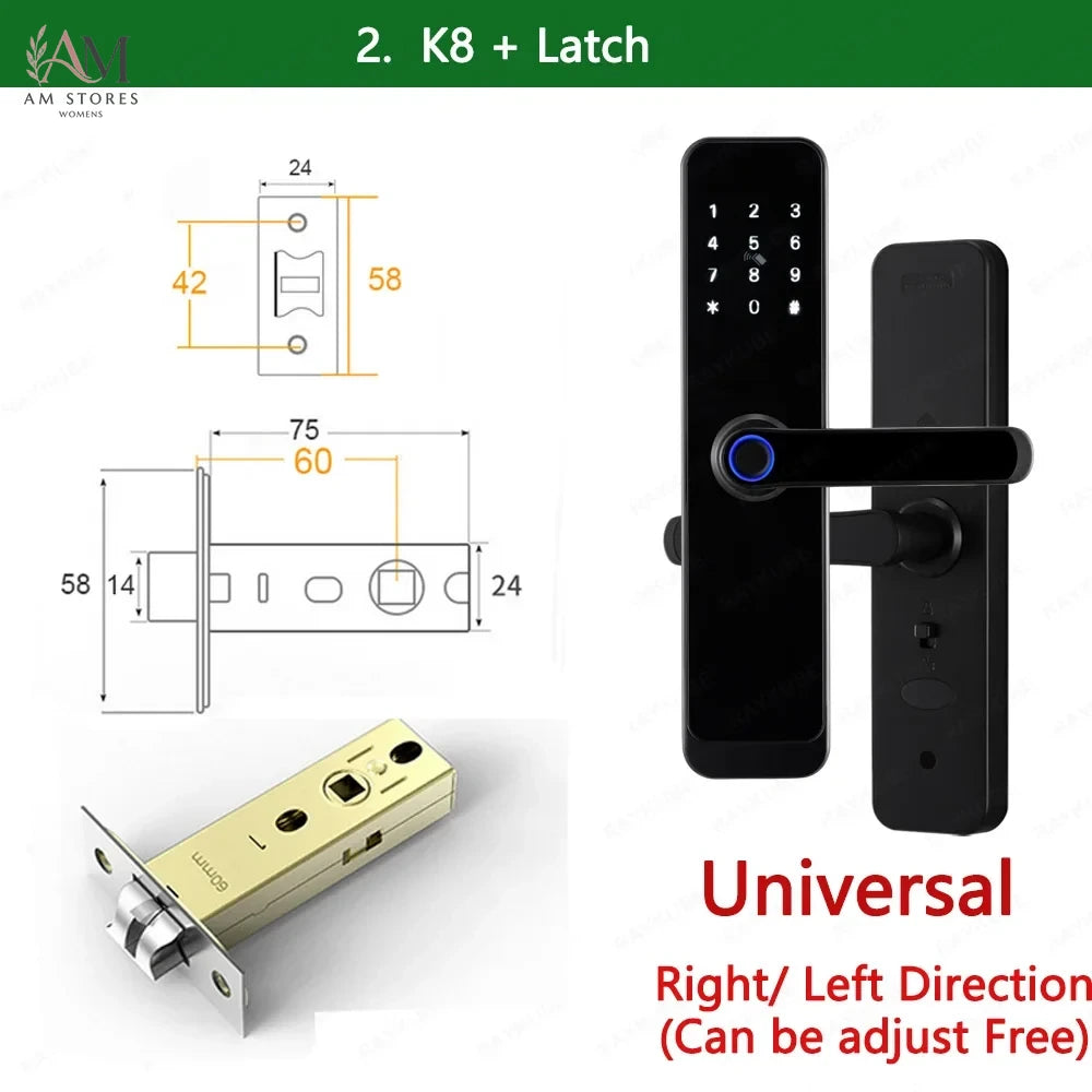 RAYKUBE K8 قفل باب ذكي TTlock بلوتوث / تويا واي فاي بصمة كلمة مرور 13.56 ميجاهرتز بطاقة IC بدون مفتاح سمارت لايف للمنزل